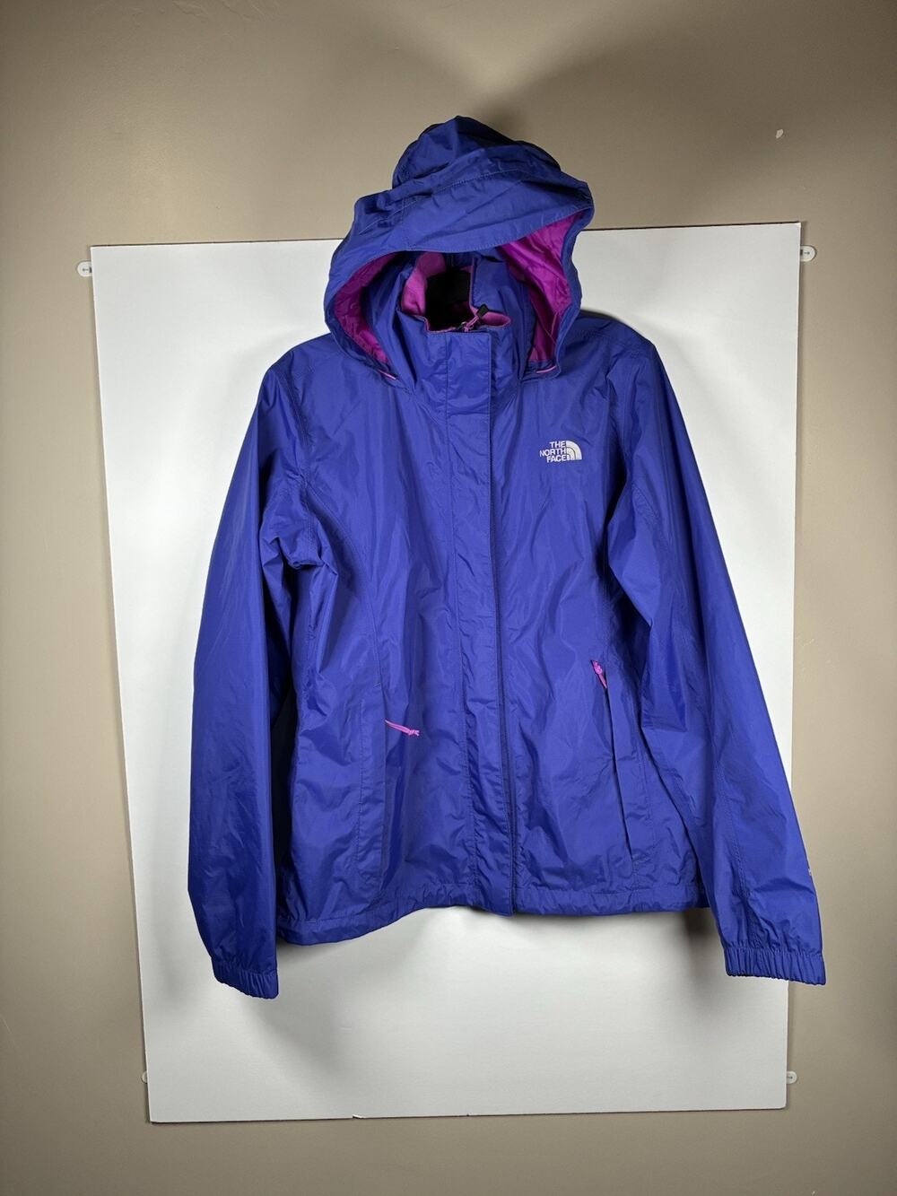 The North Face Womens M Blue HyVent Rain Jacket Hooded Shell Gorpcore Purple